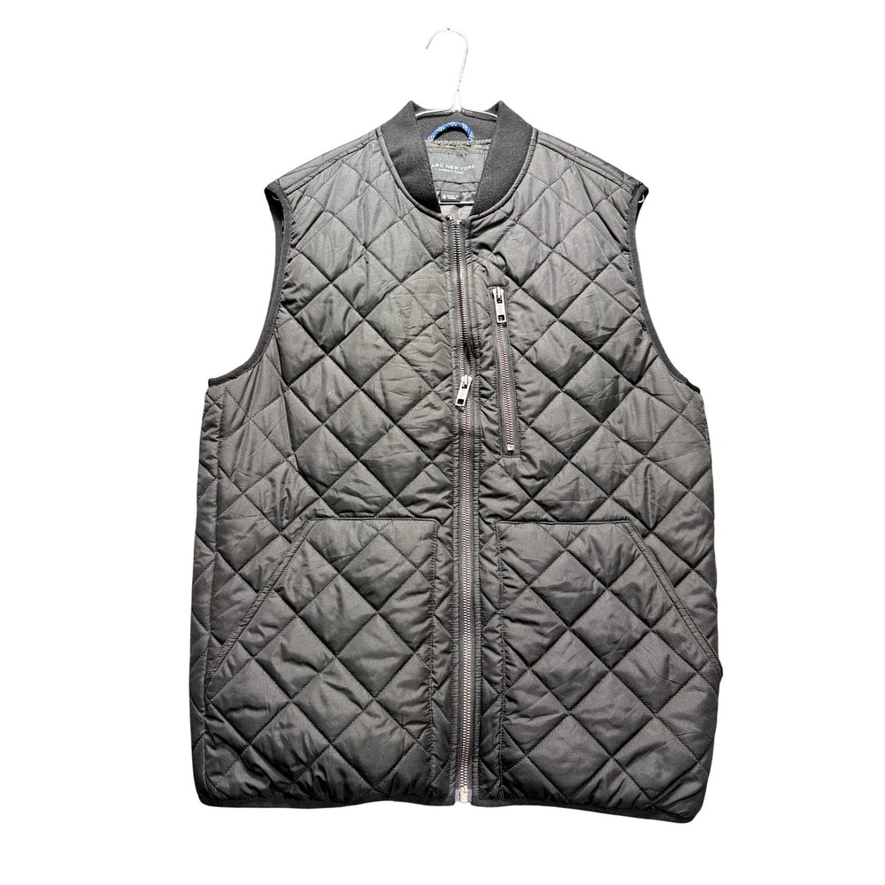 Marc New York Quilted Vest Mens Small Black Diamond Stitched Full Zip
